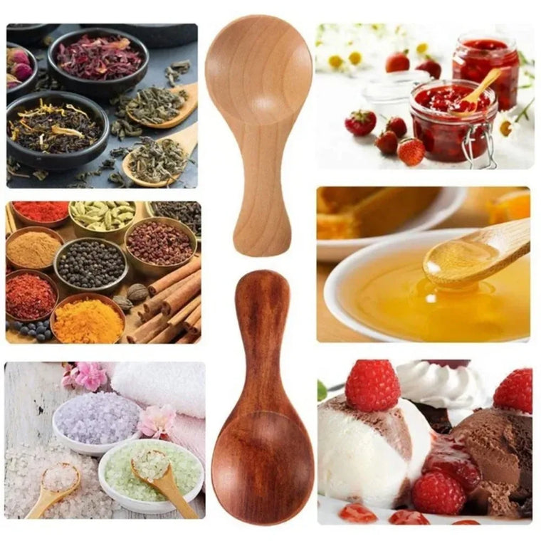 EcoScoop: Natural Wooden Spoons Scoop Tea Honey Coffee Condiment Salt Sugar | Green Gift Collective